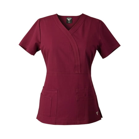 - Material Girl Women's Eversoft 4-Way Stretch Cross-Over Scrub Top, Style 1052PRL