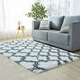 thumbnail image 2 of TOPCHANCES 4x5.2 Feet Luxury Shag Area Rug Modern Indoor Plush Fluffy Rugs, Extra Soft and Comfy Carpet, Geometric Moroccan Rugs for Bedroom Living Room,Light Grey/White, 2 of 16