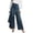 Blue, variant on women jeans high waisted straight leg Women's Loose Long Solid Color Casual Imitation Denim Buckle Decoration Washed Denim Jeans Skirt Pants