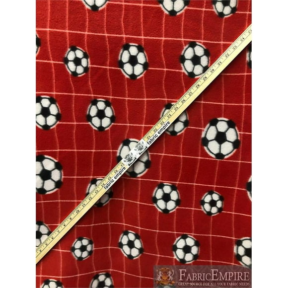 Fleece Fabric Printed ANTI PILL NET SOCCER BALL RED