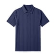 thumbnail image 3 of Men Polo Shirts Short Sleeve Quarter Button Up Polo Tees Basic Blue Clothes for Men, 3 of 4