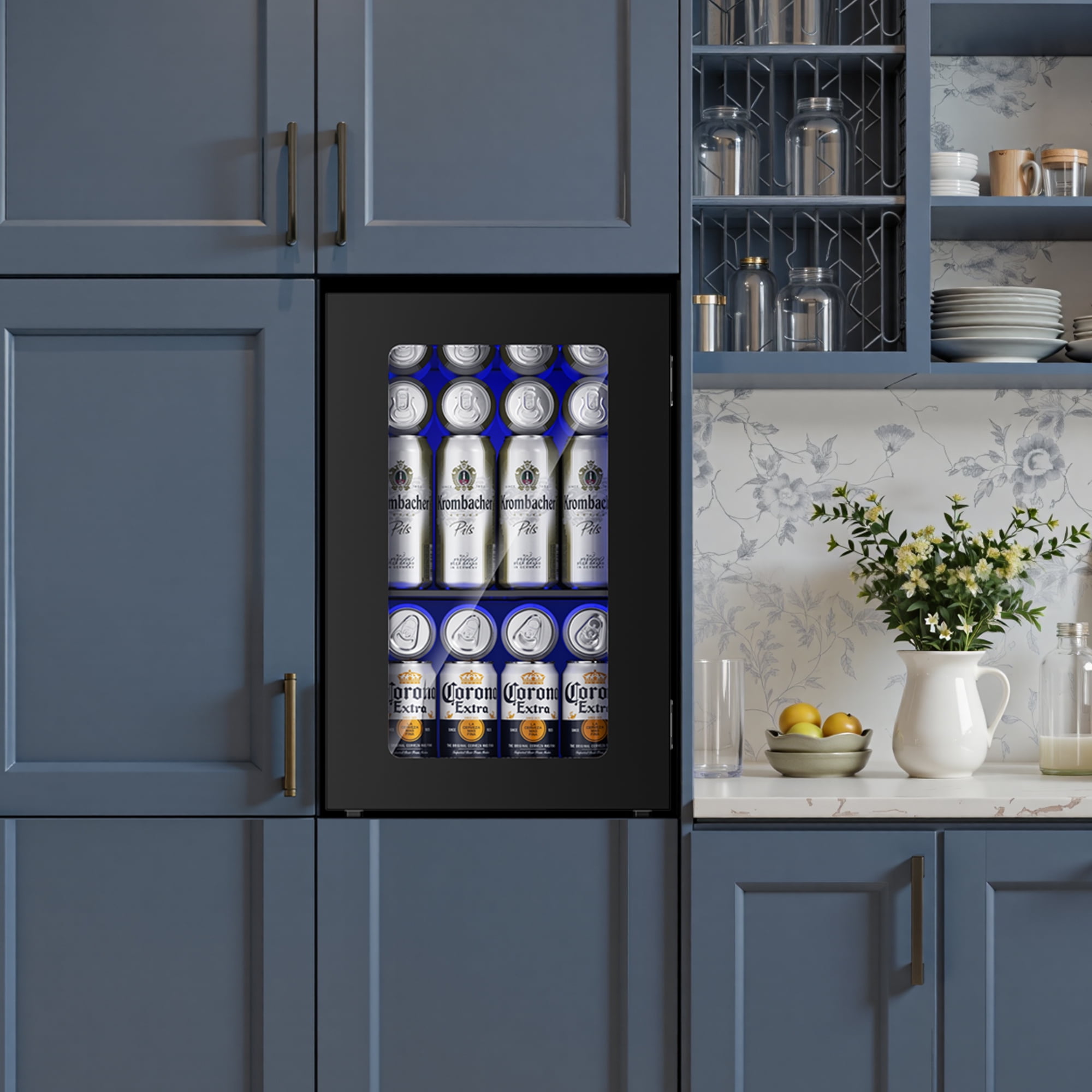 Simzlife 24 Cans Mini Beverage Refrigerator & Portable Wine Cooler Refrigerator with Glass Door, Mini Countertop Wine Fridge for Home/Office/Bar,Black