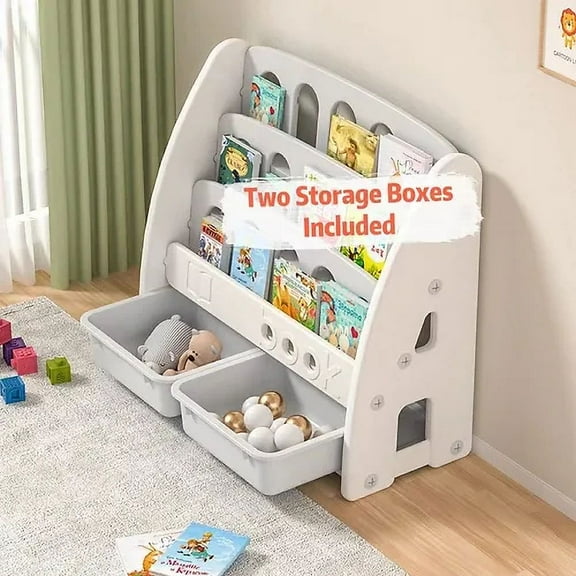 Preschool Bookshelf with Storage Drawers