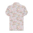 thumbnail image 4 of Womens Tops Summer Casual Blouses Floral Print Short Sleeve Half Button V Neck Shirts Beige,M, 4 of 5