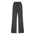 thumbnail image 3 of yunLCZ Pants for Women High Waisted Linen Pants Women Summer Wide Leg Pants Drawstring Elastic Waist Pants High Waisted Pants Casual Beach Trousers, 3 of 4