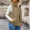 thumbnail image 5 of Sherpa Fleece Lined Jacket Vest for Women Winter Casual Warm Cropped Coat Sleeveless Full Zip Quilted Outerwear (XL, Khaki), 5 of 7