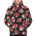 thumbnail image 2 of Bingfone Red Rose Flower Men's Drawstring Hoodie Long Sleeve Pocket Sweatshirts-4X-Large, 2 of 6