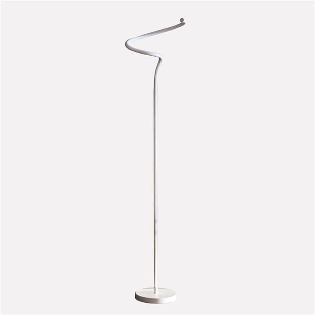Lampe de Sol LED Inclinée à Tube Spiralé Courbé en S Curvilignear 52,5 Po - Blanc Mat