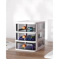 thumbnail image 1 of 26-27 Storage Box, Plastic Mini Desktop Organiser With 3 Clear Storage Drawer compatible Office Home (16.5 X 13.2 X 15.5cm, White), 1 of 5