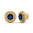 thumbnail image 2 of 6mm Round Blue Sapphire 925 Sterling Silver Gold Vermeil Minimalist Women Valentines Day Gifts Stud Earring, 2 of 4
