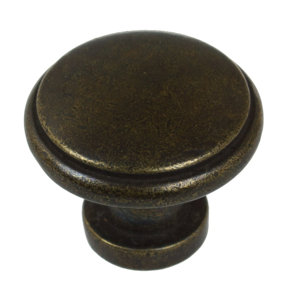 GlideRite 1.125 in. Round Ring Classic Knobs Antique Brass, Pack of 10