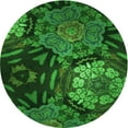 thumbnail image 1 of Ahgly Company Tapis d'Intérieur Rond Lavable en Machine Vert Émeraude Profond Transitionnel, 6 Pieds Rond, 1 of 7