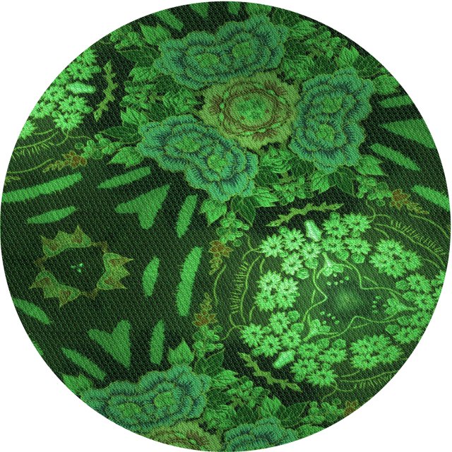 Ahgly Company Tapis d'Intérieur Rond Lavable en Machine Vert Émeraude Profond Transitionnel, 6 Pieds Rond