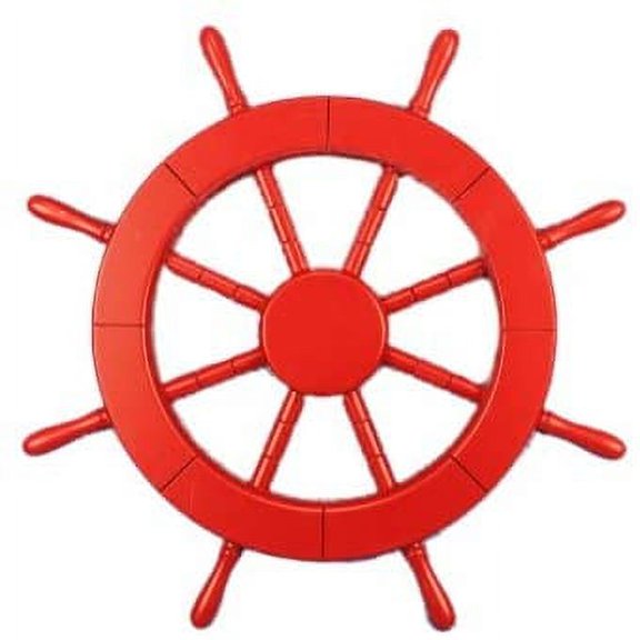Red Ship Wheel 18" - Beach Bedroom Decor - Nautical Ship Wheel