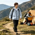 thumbnail image 2 of Sewkxo Mens Rain Jacket Lightweight Raincoat Waterproof with Hood Outdoor Windbreaker Jacket Travel Rain Jackets,Light Blue M, 2 of 7