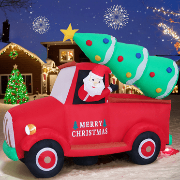 Inadays Christmas Inflatables Christmas Outdoor Decor Christmas Inflatable Decorations Santa Red Truck