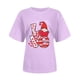 thumbnail image 1 of Camiseta de manga corta con cuello redondo y estampado de San Valentín para mujer Pompotops  hfajkhk125130, 1 of 4