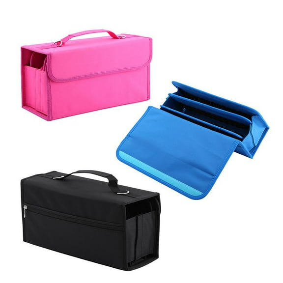 WHAMVOX  80 Slots Pens Storage Case Zipper Bag Carrying Markers Organizer Black
