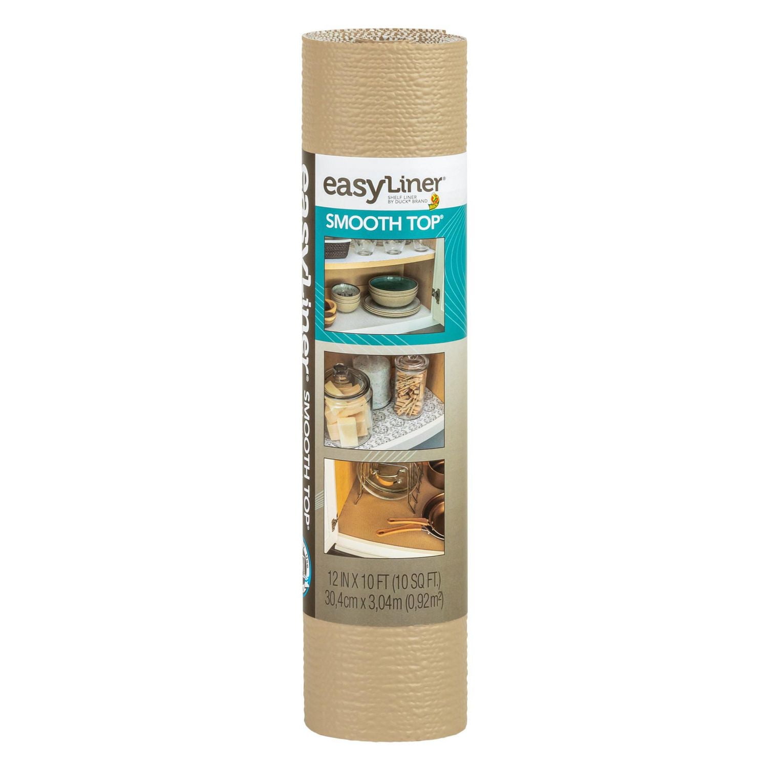 Smooth Top EasyLiner Brand Shelf Liner, Taupe, 12 in. x 10 ft., Multiple Sizes available
