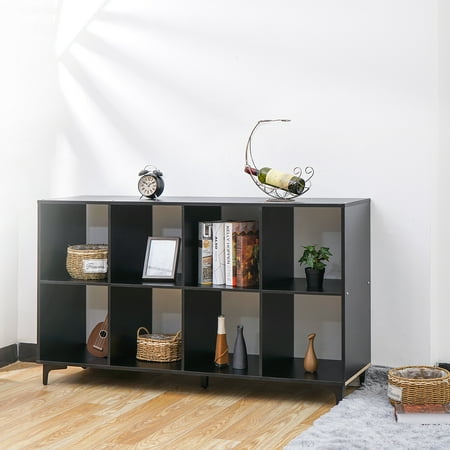 8 Cube Storage Organizer With Metal Base Tv Stand Shelf Bookcase