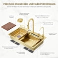 thumbnail image 4 of 33 X 22 Inch Gold Drop-In Kitchen Sink Kit: Single Bowl Top-Mount with Multifunctional Flying Rain Pull-Down Sprayer Faucet, 4 of 8