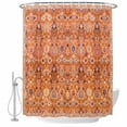 thumbnail image 2 of Boho Orange Waterproof Fabric Shower Curtain,Country Style Bohemian Floral Retro Tribal Waterproof Fabric Shower Curtain for Bathroom Curtains Bathtubs Shower Curtains with 12 Hooks Stall 54x78in, 2 of 8