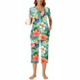 thumbnail image 1 of Qiopertar Liquidation à Moins de 5$ Blouse Décontractée à Col Rond Manches Courtes Mode Pantalon Ensemble de Pyjama Grandes Économies de Vacances!, 1 of 5