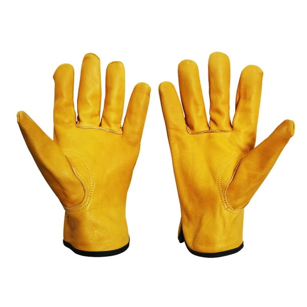 Guantes de trabajo Guante de jardinería de piel de vacuno resistente para corte de madera/construcción/conducción de camiones/trabajo en jardín/jardín-L