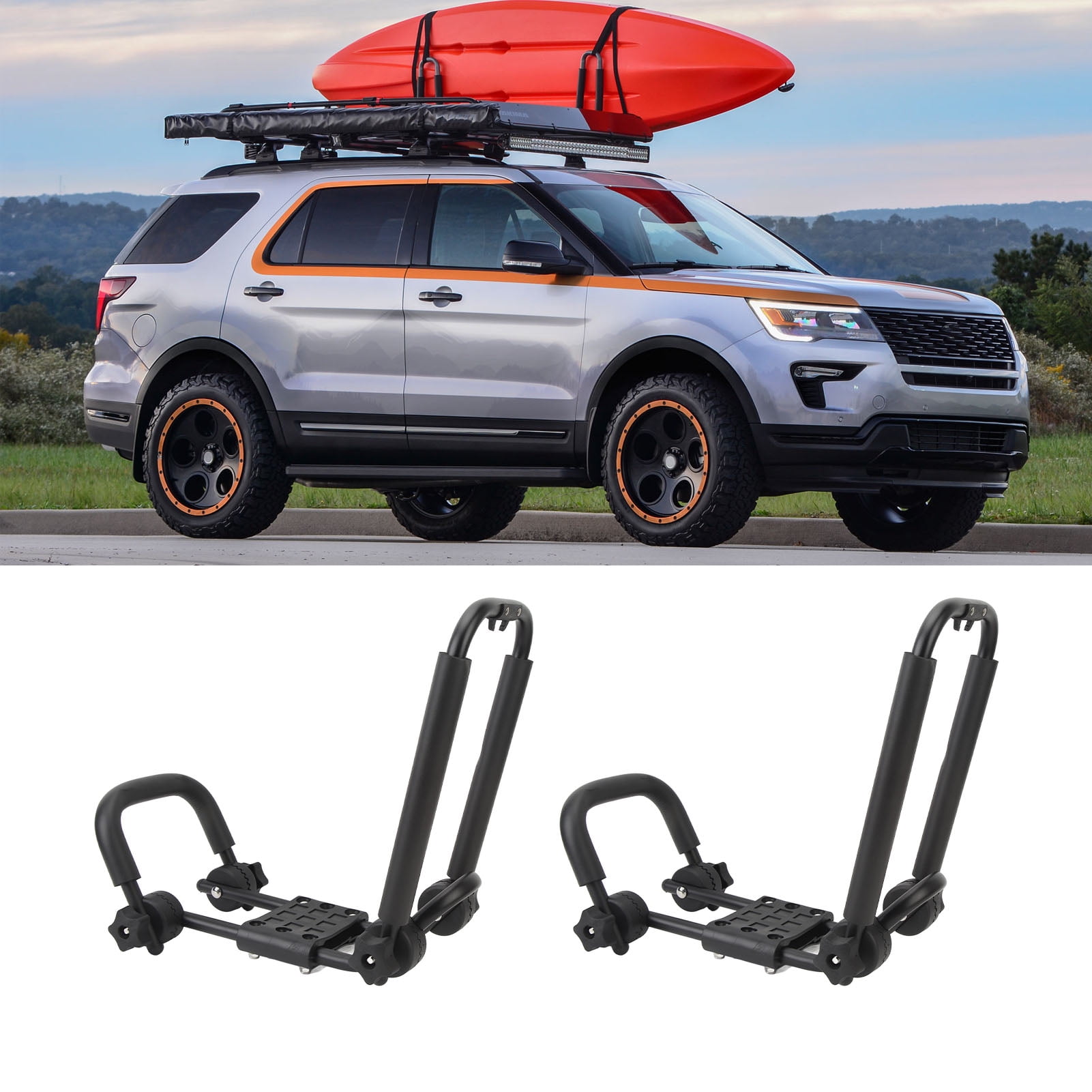 Foldable Kayak Roof Rack Detachable Canoe Roof Carrier Universal 2pcs Adjustable for Truck Van Walmart