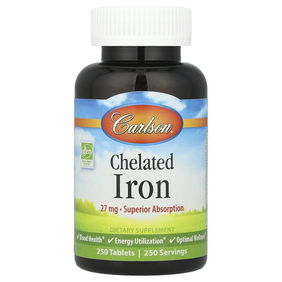 Carlson Chelated Iron, 27 mg, 250 Tablets