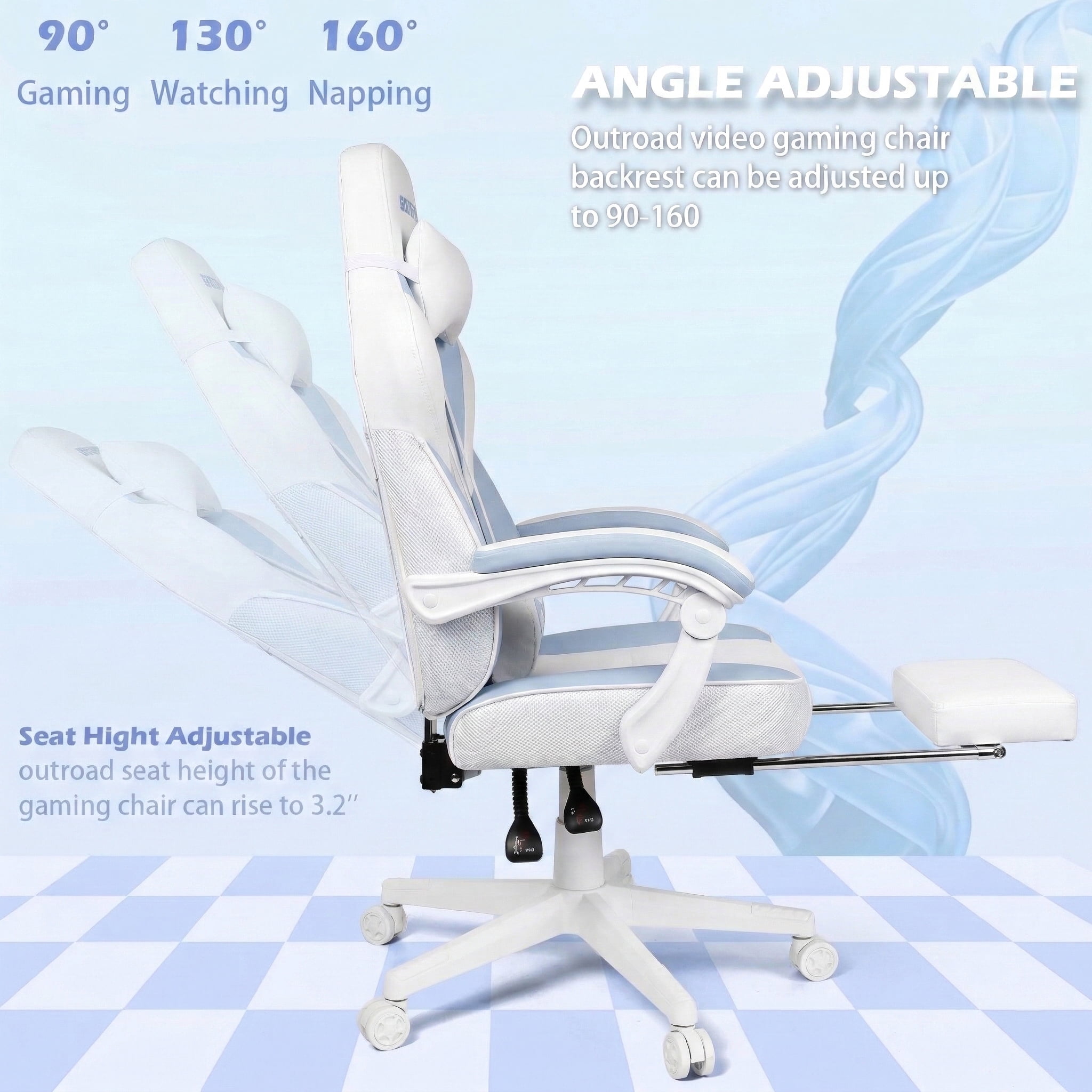 Bossin Gaming Chairs with Footrest,Massage Leather Game Chair for Adults,Big and Tall Gamer Chair with Headrest and Lumbar Support