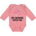 thumbnail image 3 of Inktastic Grammie Loves Me Girl Flamingo Girls Long Sleeve Baby Bodysuit, 3 of 5