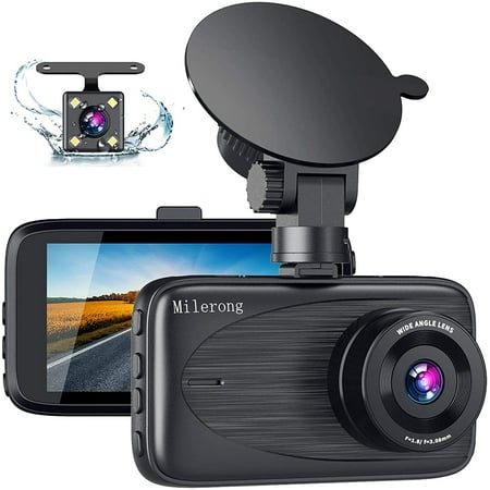 Dash Cam Front and Rear, Milerong 1080P FHD Dash Camera for Cars, 3" IPS Display Full HD170 Wide Angle Car Camera with Night Vision, G-Sensor, Loop Recording, Parking Monitor, Motion Detection,WDR