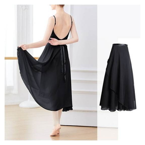 Ballet Skirts Women Long Chiffon Dance Skirt Fairy Chiffon Long Ballet Tutu Dress Dance Costumes Tie Up Dress