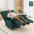 thumbnail image 4 of Oversized Recliner Chair 350 lb Weight Capacity, Home Oversized Velvet Manual Chair Recliner Overstuffed Arms and Back for Home Theater Living Room Green, 4 of 7