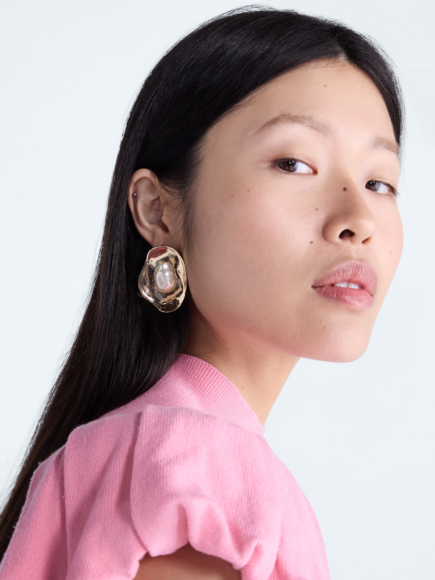 Scoop Women’s Faux Pearl Stud Earrings, 1 Pair
