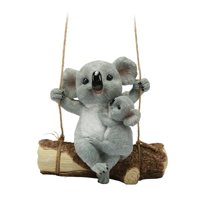Estatuas de koala de resina con columpio para decoración de animales, sala de estar, hogar, patio, césped. A