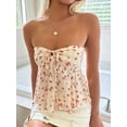 thumbnail image 5 of Michellecmm Women Summer Strapless Tube Tops Floral Print Drawstring Bandeau Vest Backless Shirts for Streetwear Aesthetic Clothes, 5 of 9