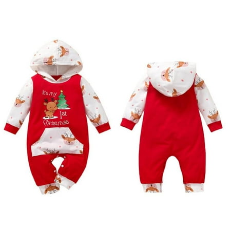

Clearance Sale Newborn Baby Winter Long Sleeve Romper Clothes Christmas Printed Hooded Boys Girls Jumpsuits Roupas Infantis Menino Overalls