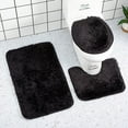 thumbnail image 3 of Kearding Alfombrilla para tapa de inodoro duradera de 3 piezas, suave y duradera, para diario, alfombrilla para inodoro contorneada en forma de Juegos de accesorios de baño Rojo, 3 of 6