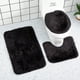 thumbnail image 2 of Monstrate Juego de alfombrillas de baño suaves de 3 piezas, cómodas y antideslizantes para baño, alfombrilla para tapa de inodoro cómoda y Juegos de accesorios de baño Negro, 2 of 6