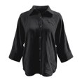 thumbnail image 4 of Button Down Shirt Collared 3/4 Sleeve Flowy Business Casual Shirts Dressy Work Travel Blouses, 4 of 5