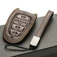 thumbnail image 4 of Vitodeco Leather Smart Key Fob Case Cover Protector Compatible with Tucson, Santa FE, Sonata, Nexo (2019 - 2024 Models) - 5-Button, Brown, 4 of 5