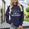 thumbnail image 2 of VISALY Pullover Crewneck Sweatshirt Graphic Sweatshirts Sweatshirt for Women Funny Letter Shirts Long Sleeve Pullover Fleece Sweaters Casual Sweaters Women's Pullovers Solid Sweatshirt Navy Xl, 2 of 6