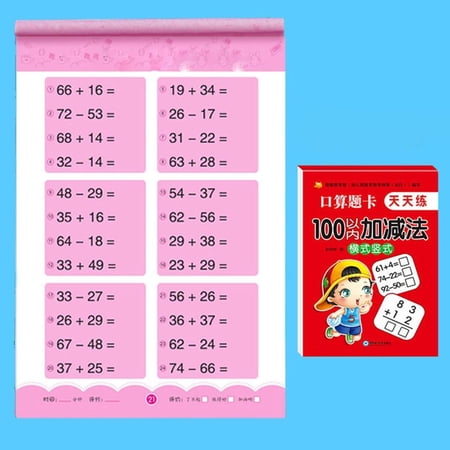 80 Pages/Book Kindergarten Math Workbooks For Kids,Addition and Subtraction Workbook,Handwritten Arithmetic Exercise Books,Within 10/20/50/100 F