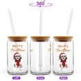 thumbnail image 2 of Merry Christmas Shih Tzu Enjoys Woofmas Winter Xmas Holiday 16oz Glass Cup Mug Lion Dog Lover Gifts Glass Can with Bamboo Lid and Straw - 02022, 2 of 5