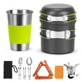 thumbnail image 1 of Rlrueyal Utensilios de cocina para acampar Estufa para mochileros Soporte para botes Trípode y taza para acampar de acero inoxidable, kit de cuchara y tenedor para caminatas y picnic, cocina para acam, 1 of 5