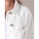 thumbnail image 5 of Chaqueta de botón de manga larga de mezclilla para mujer Inspire Chic, decoración de perlas, XL, blanca, 5 of 5