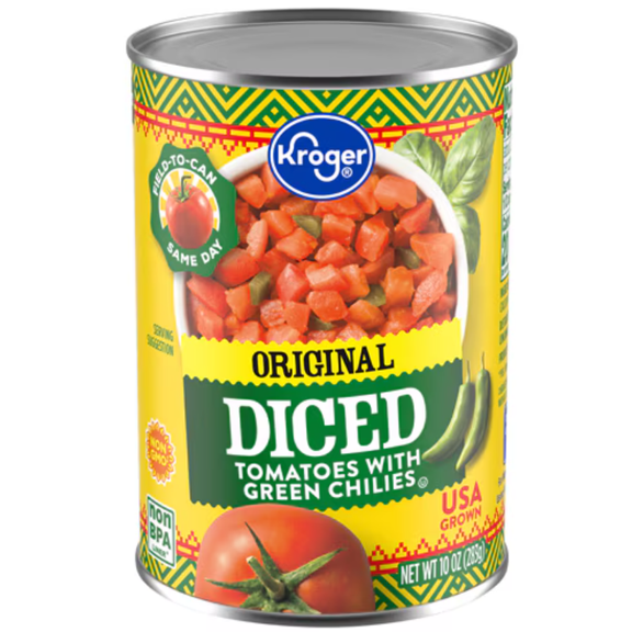 Kroger Original Diced Tomatoes with Green Chiles -- 10 oz