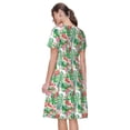 thumbnail image 2 of Bixox Robe d'Été à Manches Courtes pour Femmes Robe Ample Longueur Genou avec Poches-Flamant Rose et Monstera, 2 of 7
